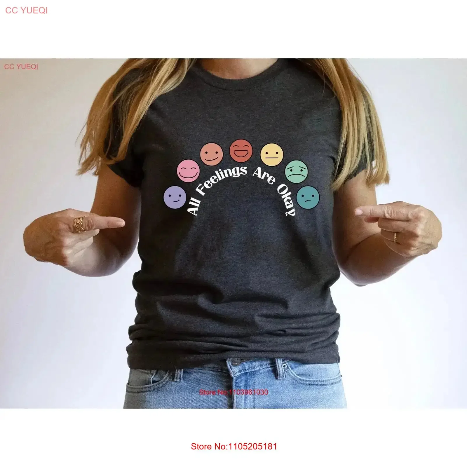 All Feelings Are Okay T Shirt Mental Health Matters Cute Fall for Women It's to Feel vintage Washed Stretched Breathable Casual