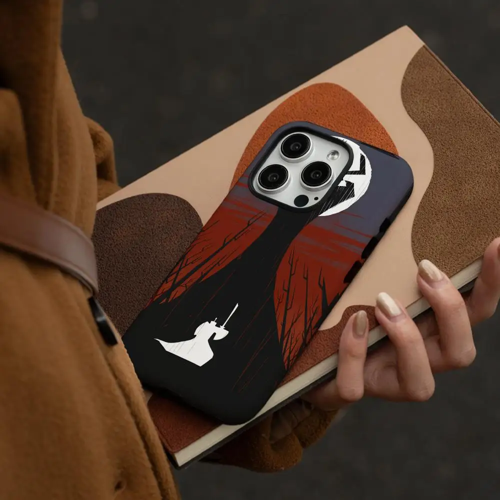 حافظة لهاتف ساموراي جاك لهاتف سامسونج جالاكسي S25 24 23 22 Ultra Plus A56 36 26 لامعة HD طبقة مزدوجة غلاف صلب