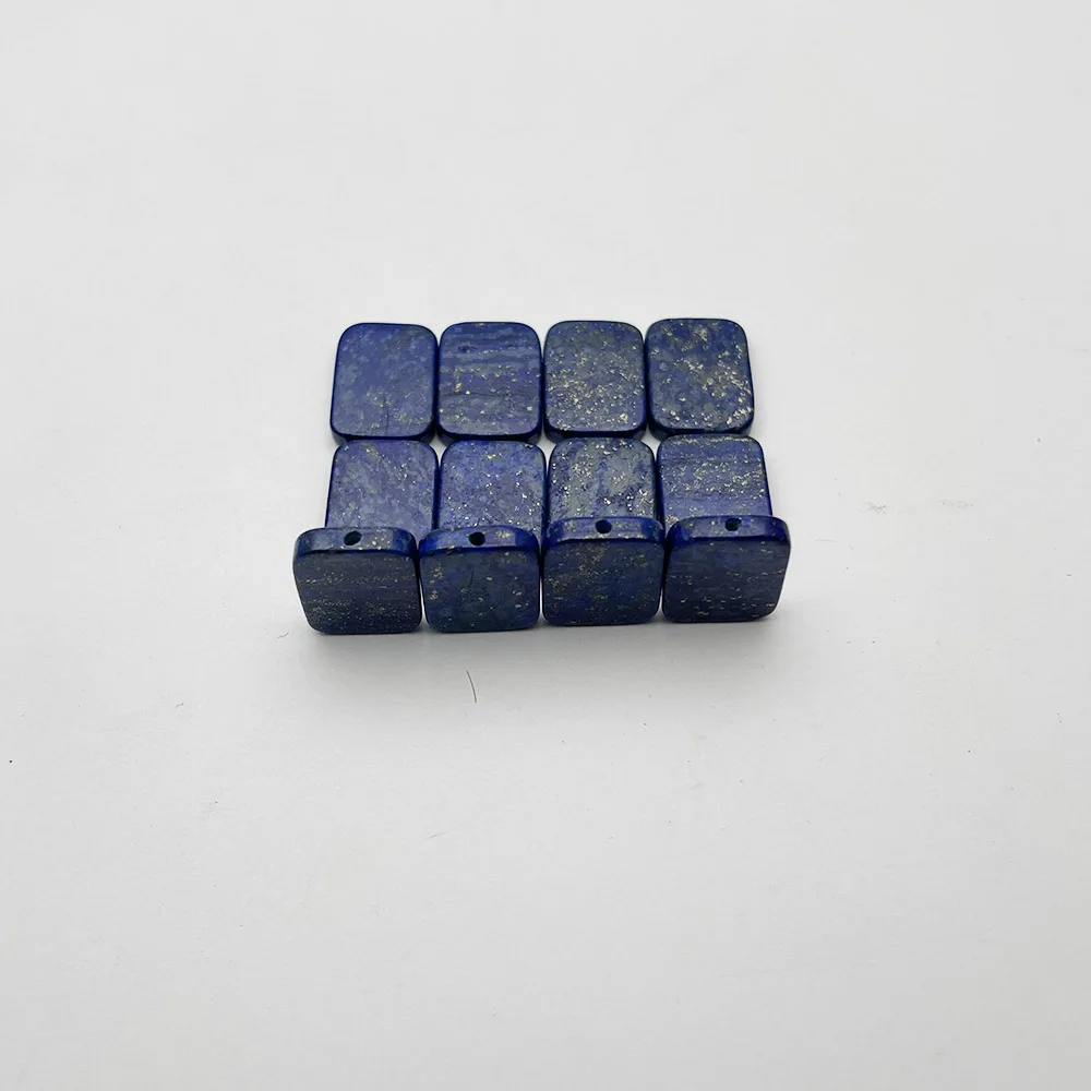 Natural stone lapis lazuli Double flat bottom square cabochon about 13x18MM 12PCS Ring necklace Accessories 1mm Half hole