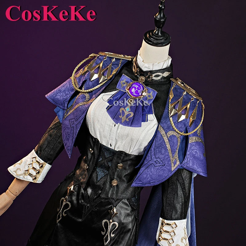 CosKeKe Clorinde-Disfraz de Genshin Impact para mujer, vestido elegante y dulce, ropa de juego de rol para fiesta de Halloween, S-XXL