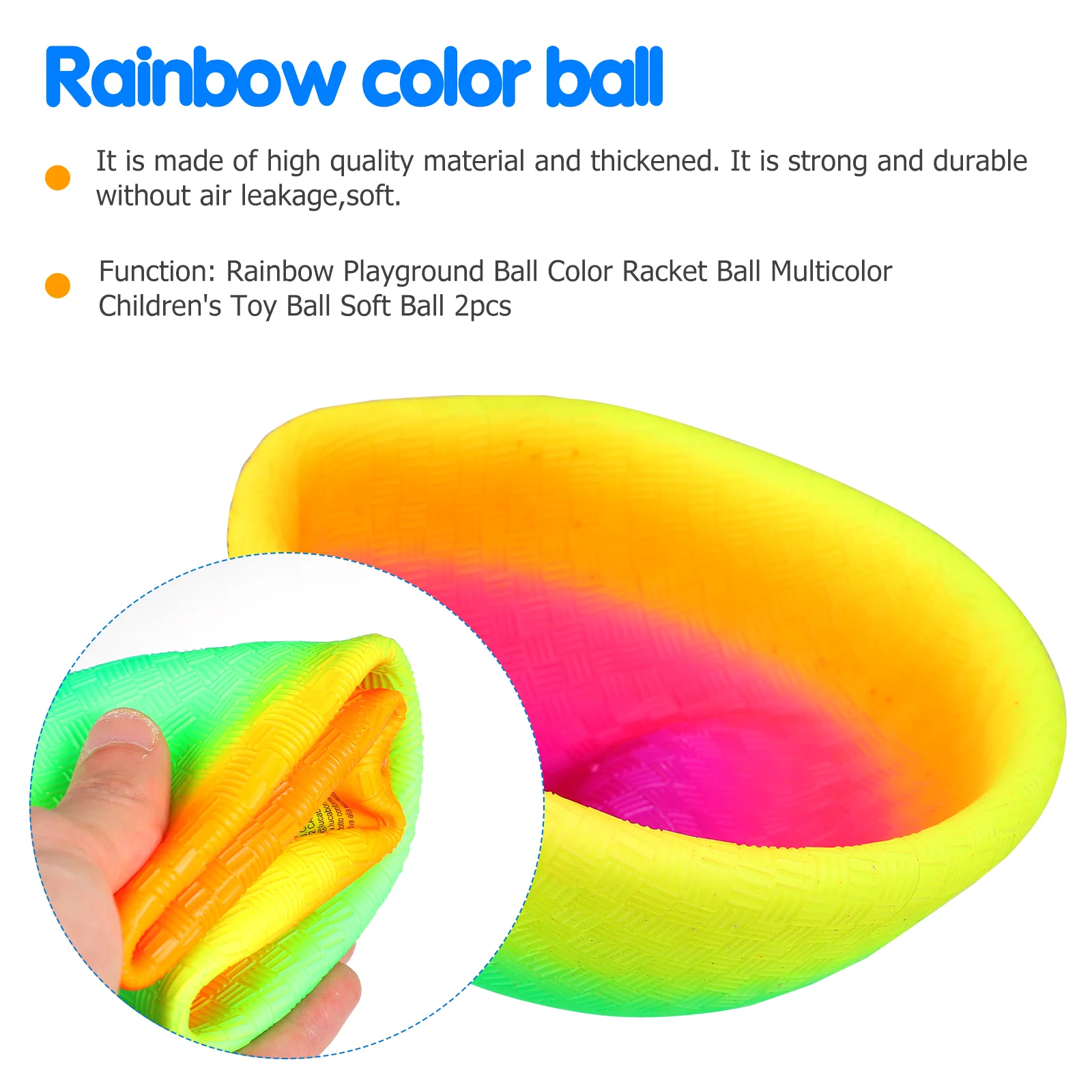 2 Pcs Play Football Rainbow Playground Child Inflatable Balls Pvc Kids Sports Handball for Beach