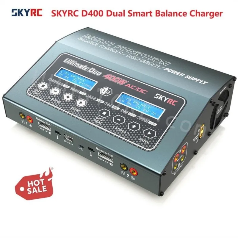SKYRC D400 400W 20A Dual Smart Balance Charger Discharger For 2-7S LiPo LiFe LiIon Battery DC150W Output Power Supply