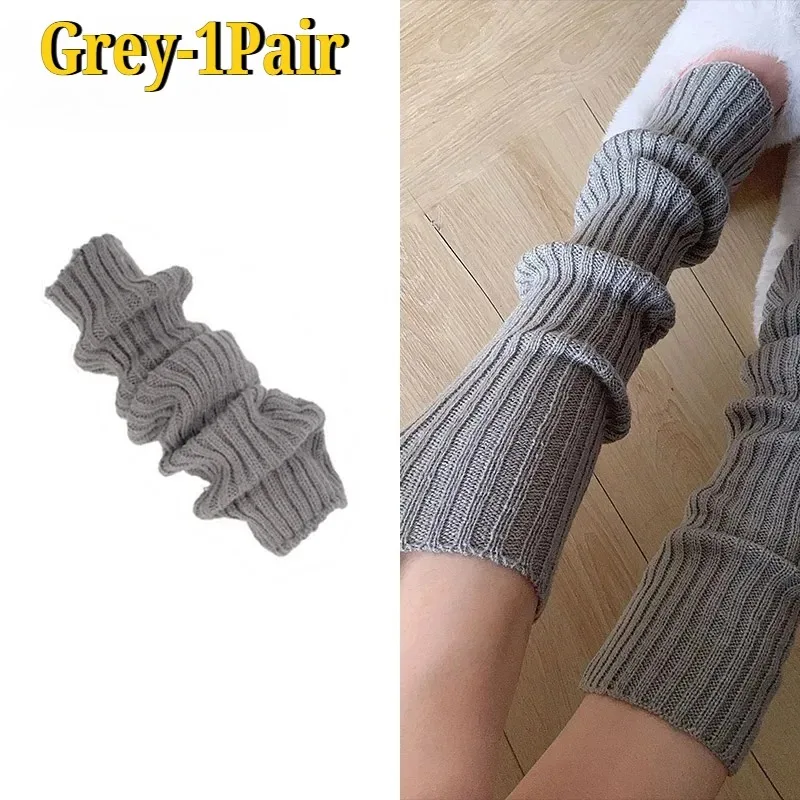 Y2K Beinwärmer 40cm Koreanische Lolita Mädchen Lange Socken für Stiefel Stapelbare Socken Fußwärmer Einfarbige Thermische Flauschige Strümpfe – Detail 16