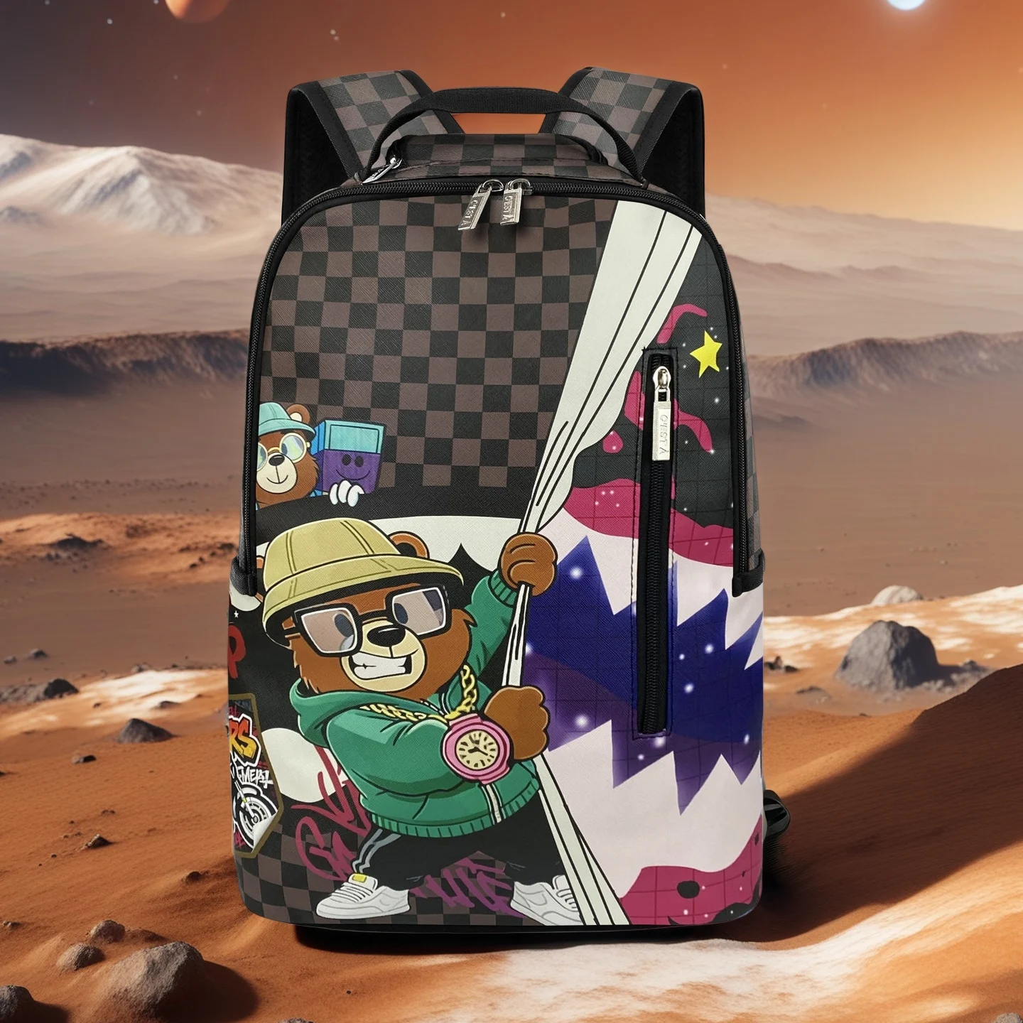 A Hip-Hop Street-Style Backpack with Spray-Painted Ground Motifs, This Is a New Trendy Lightweight Printed Backpack, Also a Fashionable Outdoor Commuter Bag, Large-Capacity Travel Bag, Multifunctional Storage Backpack, with Adjustable Shoulder Straps, Suitable for Teenagers, Back-To-School Season, the Best Valentine's Day Gift, a Gift for Friends or to Give Away, a Gift for Men, an Interesting Gift