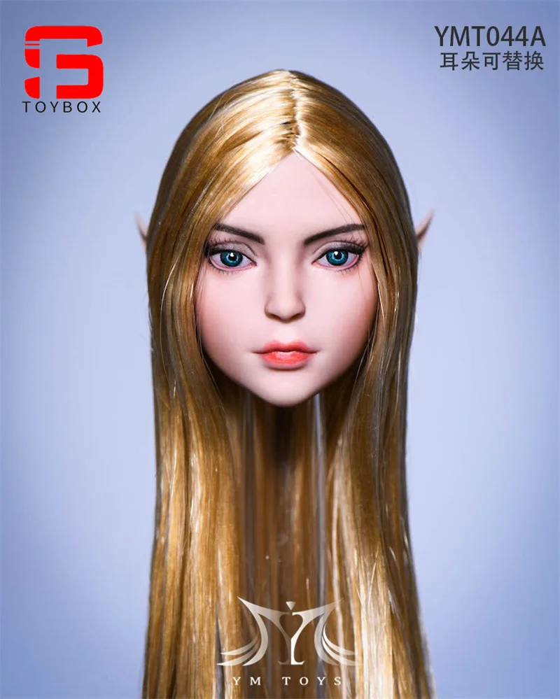 In Stock YMTOYS YMT044 1/6 Female Head Sculpt with Replaceable Elf Ear Soldier Head Carving Model Fit 12'' Action Figure Body