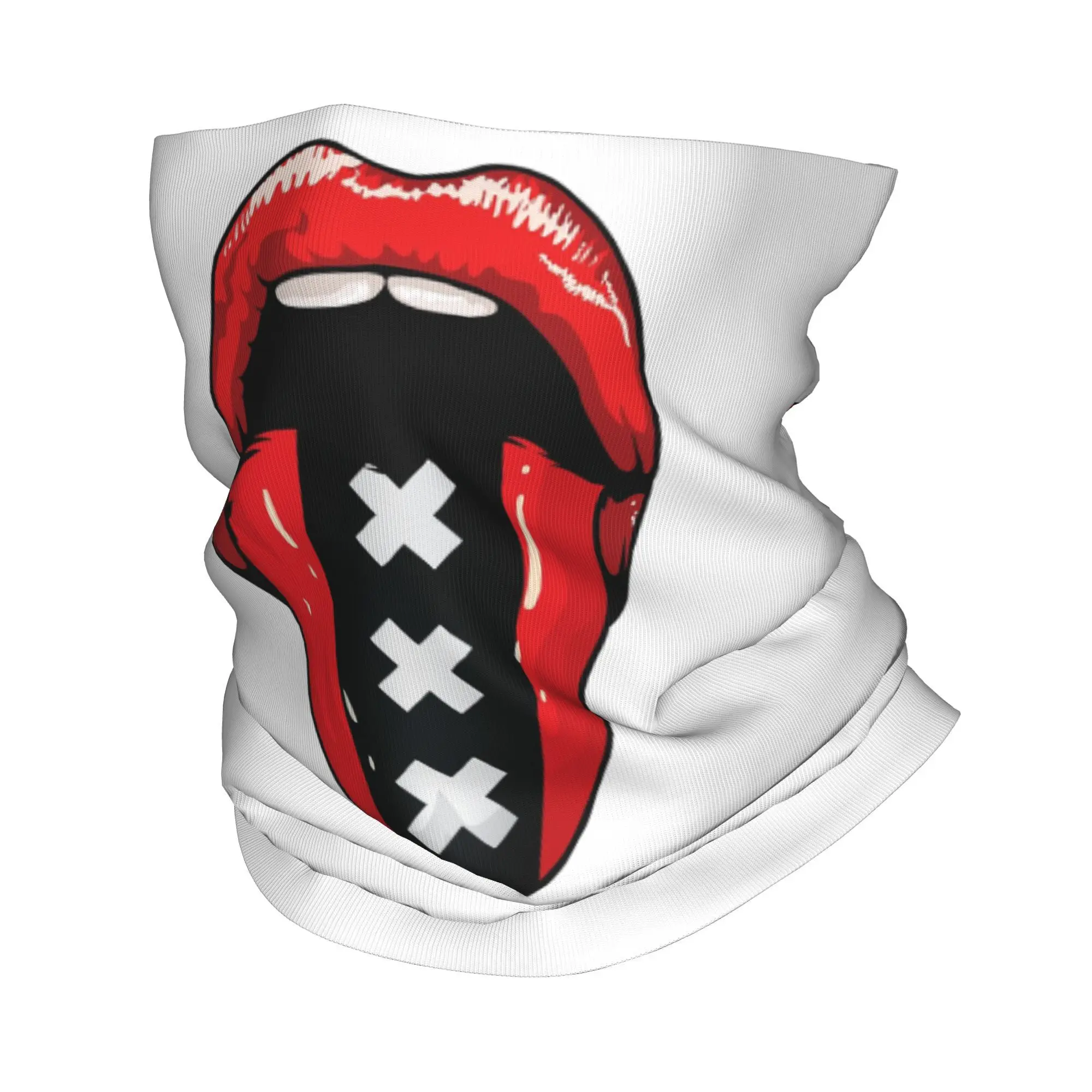 

Amsterdam Netherland Tongue Flag Bandana Neck Gaiter Printed Wrap Scarf Multi-use Face Mask Hiking Fishing Unisex Adult Winter