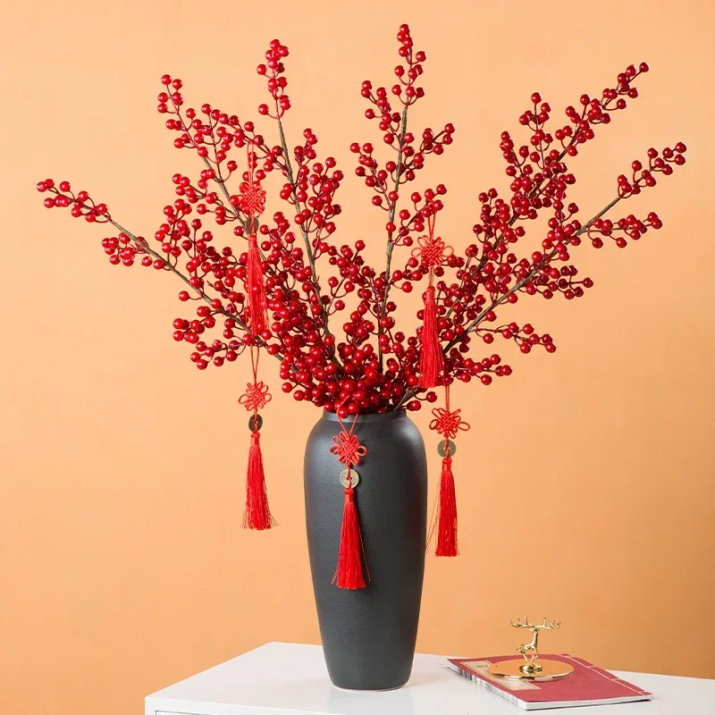 Vase coarse pottery retro black jar desktop ornament simulation flower silver willow floor large flower pot Chinese simple retro