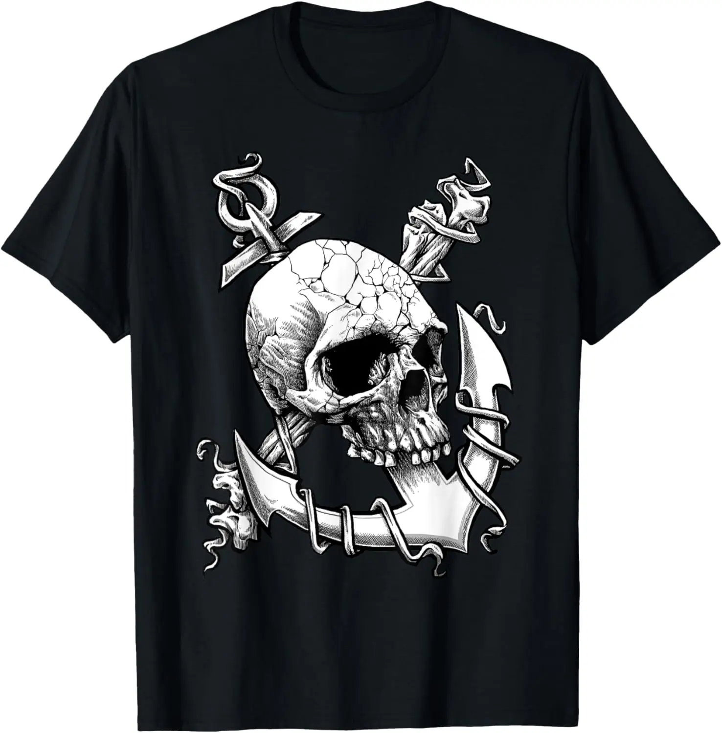 Skull Pirate Anchor Horror Gothic T-Shirt