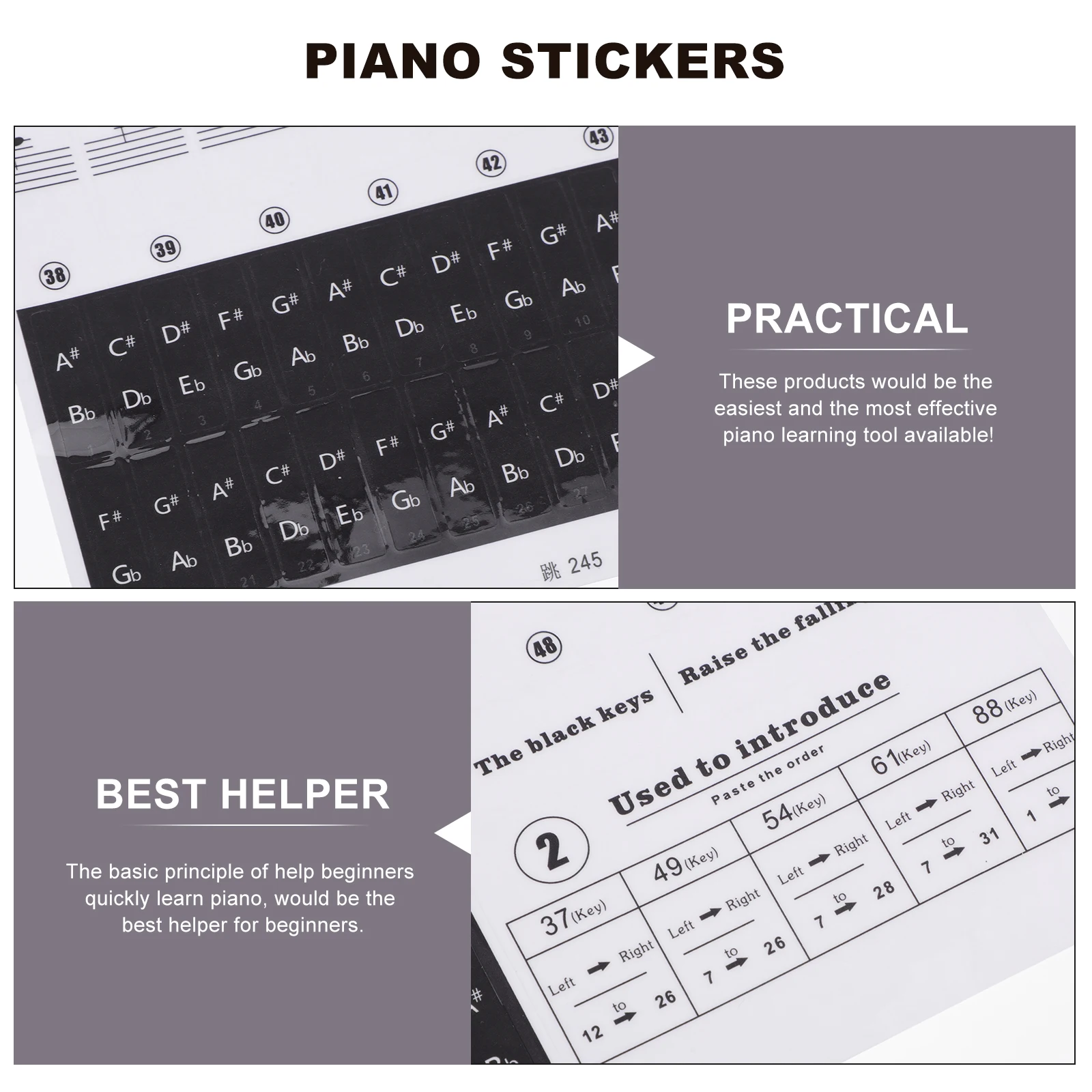 

Piano Keyboard Stickers Keyboards Tag Notes Electronic Supplies Decals for Beginner Accessories Child