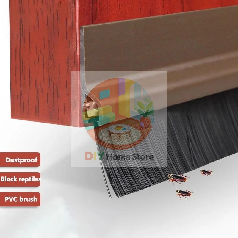 Door Bottom Seal Brush Durable PVC Sealing Strip Anti-Insect Dust Proof for Sliding Garage Door Weather Stripping