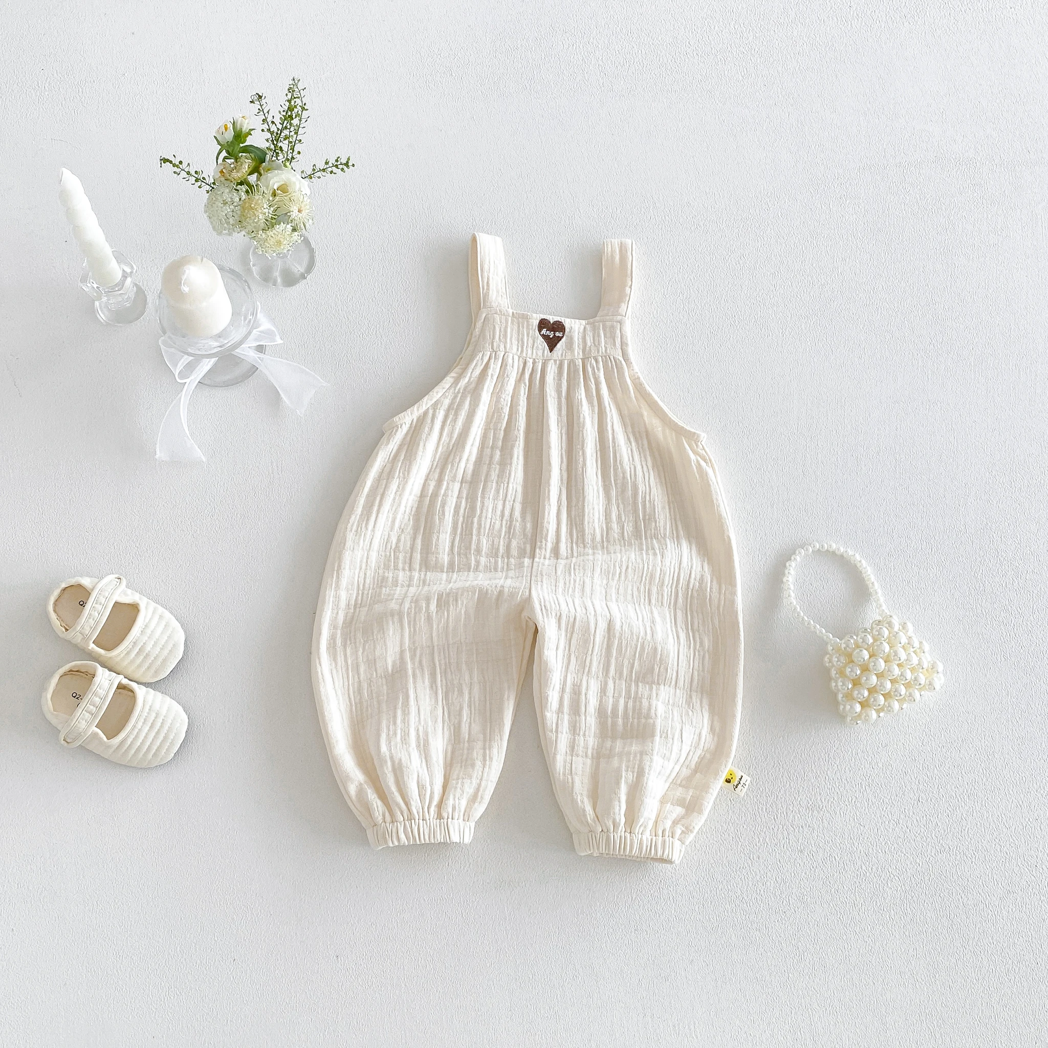 2026 Fall Korean-style baby Carrier Pants for Girls with Embroidered Heart, Stylish Casual Trousers