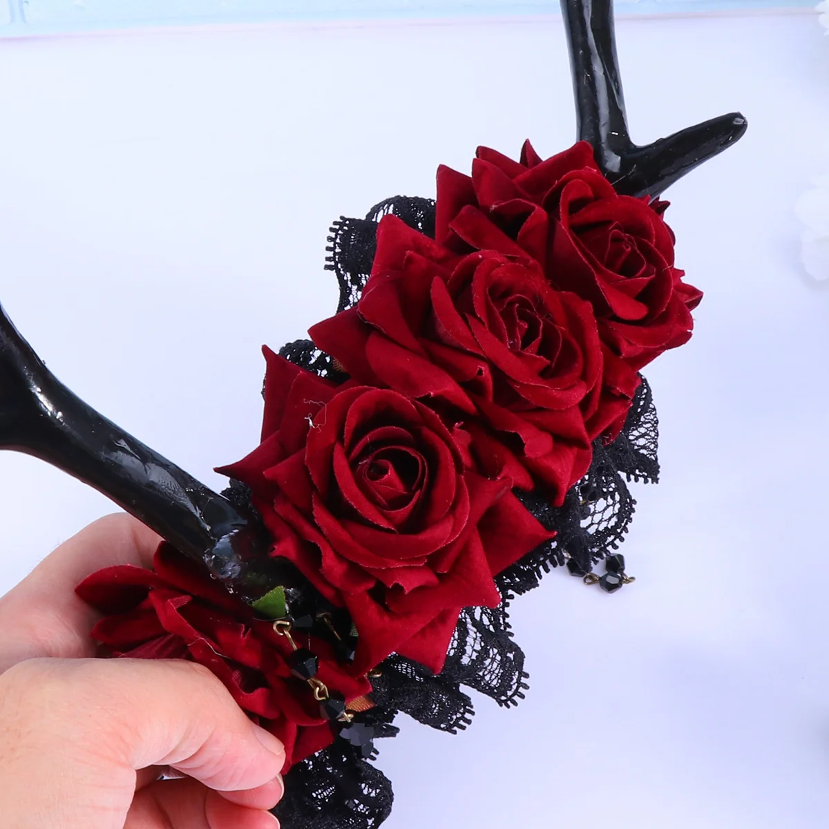 

Big Antler Headband Deer Horn Hair Hoop Party Festival Headdress Christmas Reindeer Gothic Rose Hair Clips Lightweight Portable