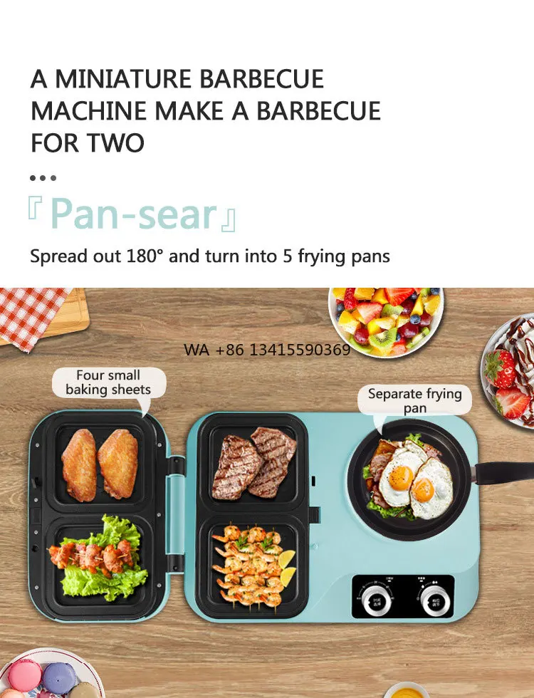

3-in-1 All-In-One Electric Breakfast Maker Home and Hotel Use Sandwich Frying and Toaster Individual Temperature Control