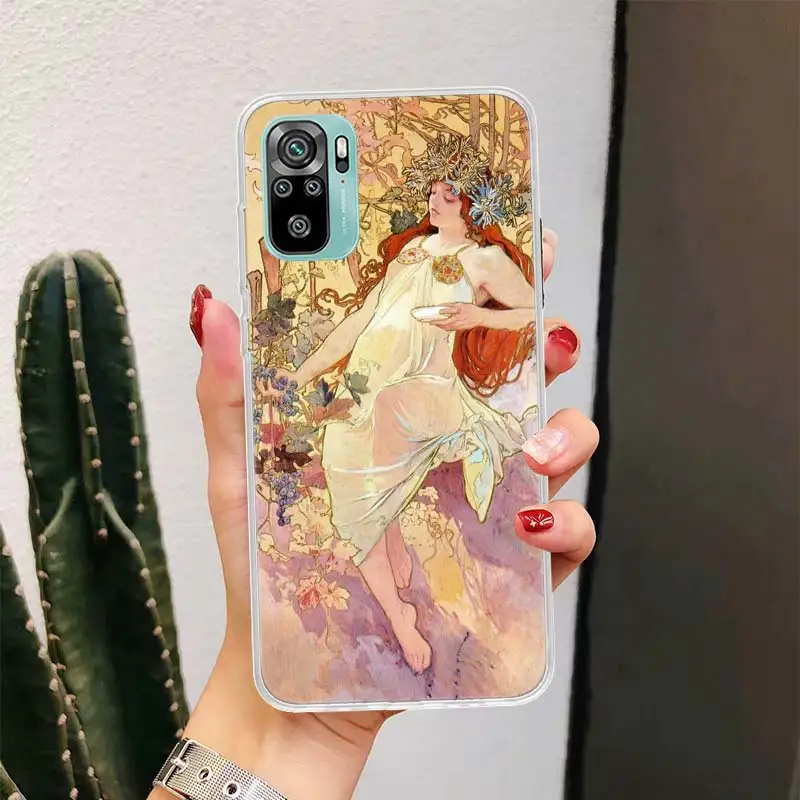 Alfons Mucha Primavera For Xiaomi Redmi Note 13 12 11S 11 10S 10 Pro Phone Case  11T 11E 9S 9 8T 8 7 Plus Fundas Cover Coque Not