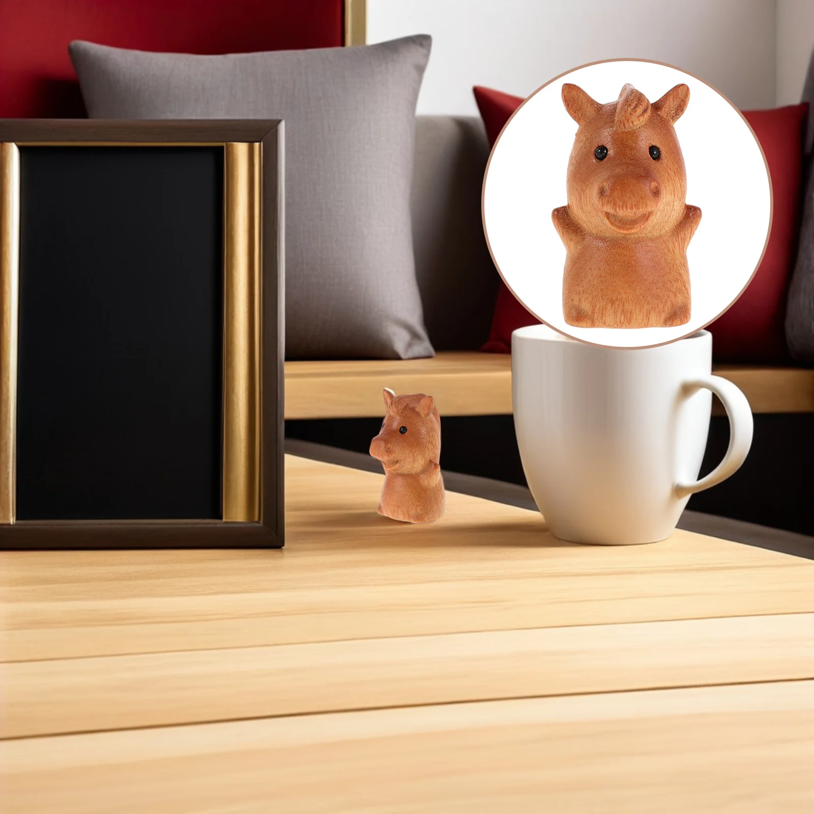 

2Pcs Hand Carved Wood Horse Statue 2026 Zodiac Feng Shui Wealth Luck Sculpture Desktop Home Decor Horse Figurines Home Decor