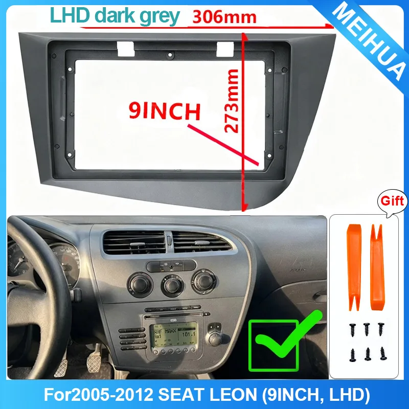 9 Inch Car Radio Frame For SEAT ALTEA LEON 2004-2015 Dash Mount Kit Stereo GPS DVD Player Install Panel Adapter Cover Fascia