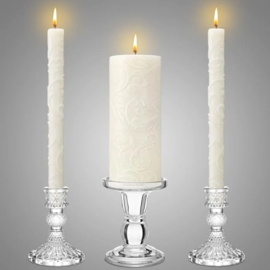 

Unity Candles with Holder for Wedding Ceremony Wedding Decortions Accessories Glass Candle Holder Pillar Candle for Formal Even