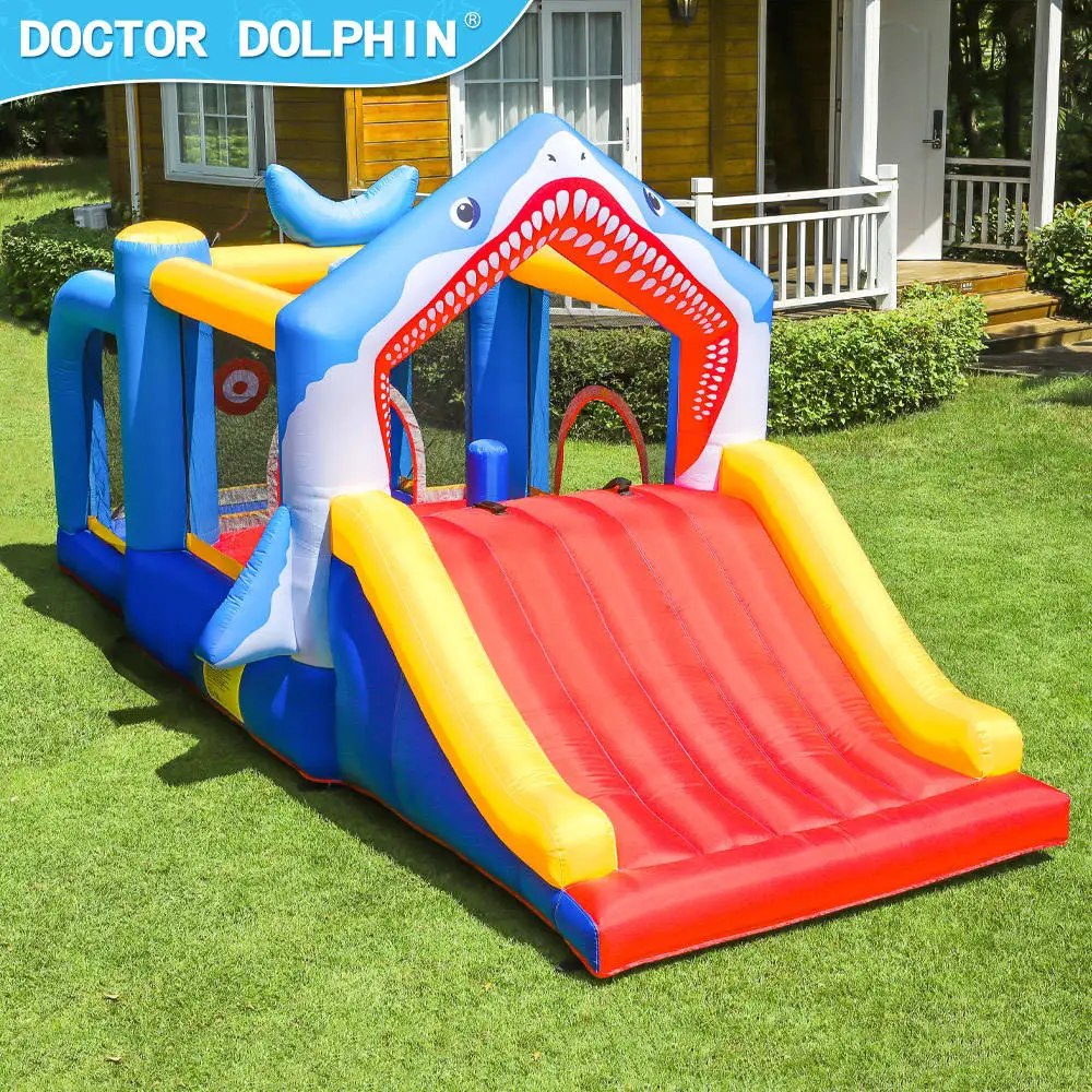 High Quality Cool Chark Party Outdoor Inflatable Castle Trampoline For Kids Inflatable Red Slide