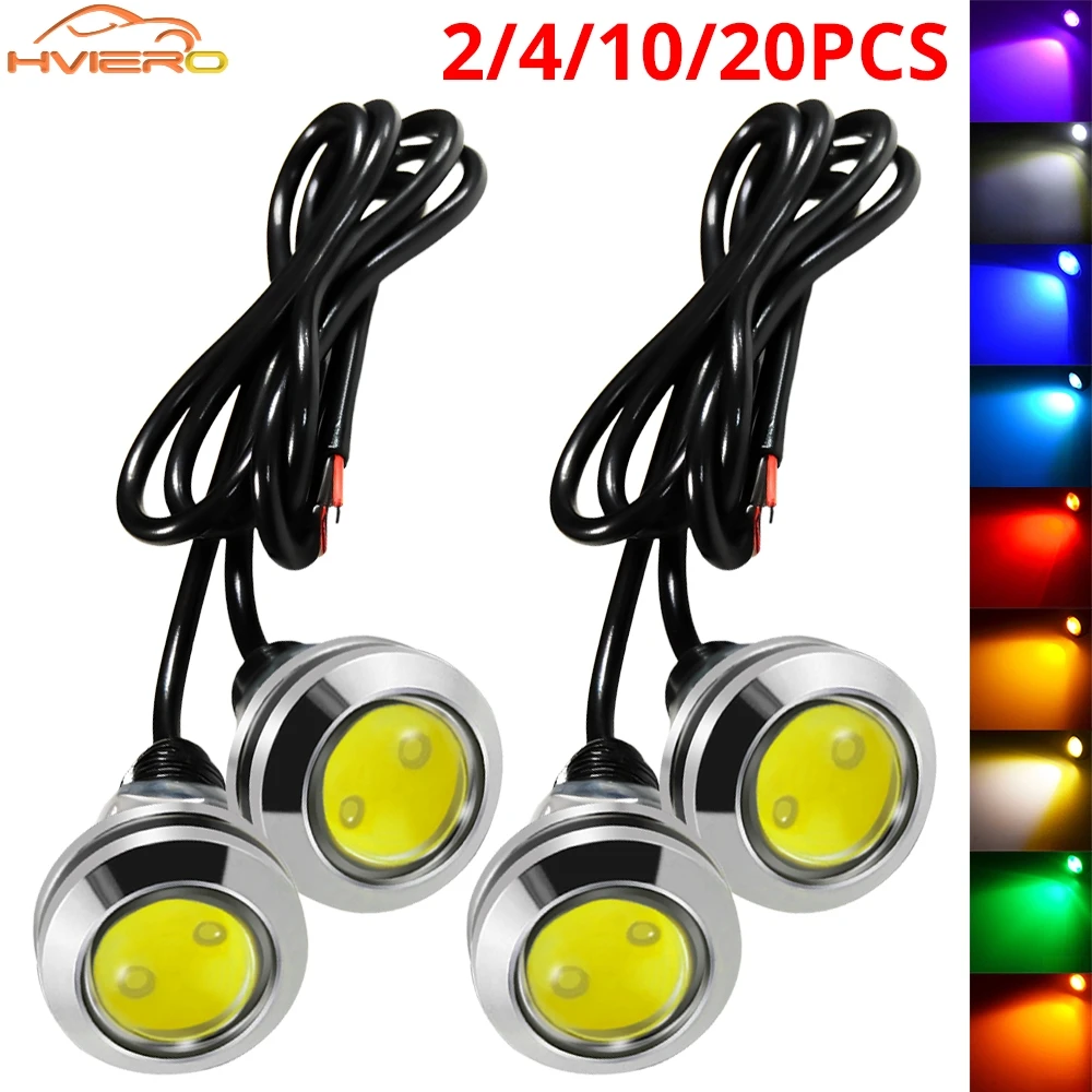 2/4/10/20x High Brightness COB Eagle Eye DRL Fog Lamp 18/23mm LED Bulbs Vehicle Brake Reverse Parking Turn Signal Exterior Light