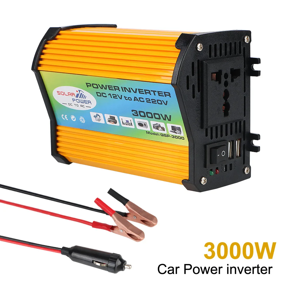 Power inverter Universal Car Invertor 3000W Vehicle-mounted Household Converter DC 12v To 220V