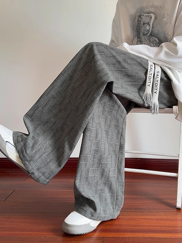 

Bla Corduroy Sports Pants Men's Loose Casual Geometric Belted Straight Leg Breathable Slimming Versatile Pants Autumn Season