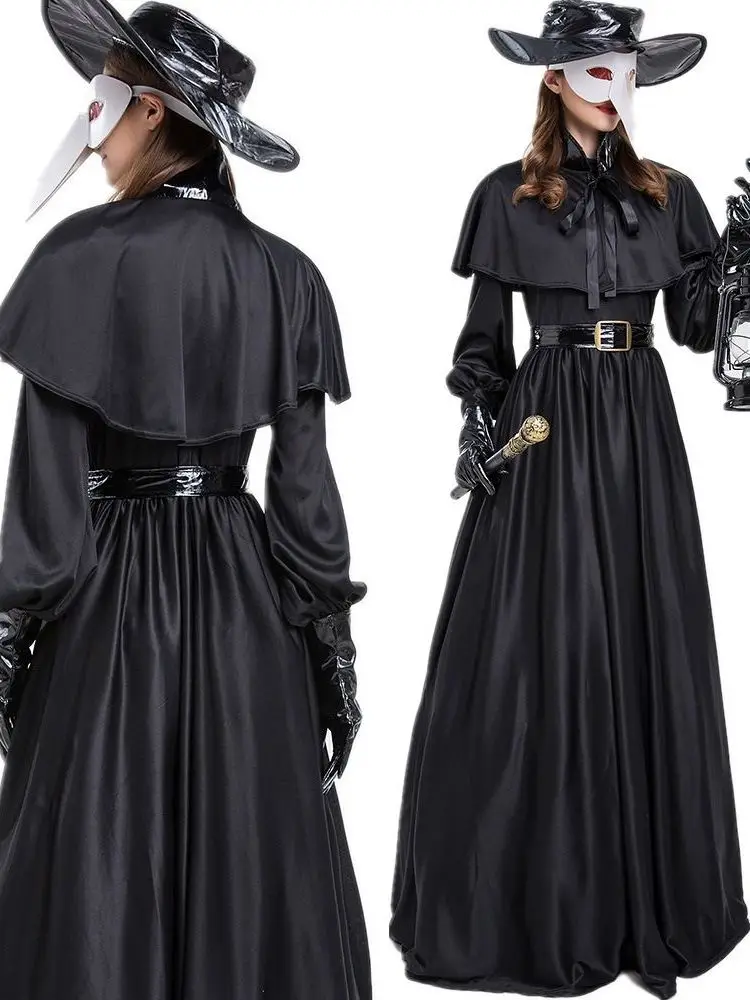 

Halloween Cosplay Costume Pastor Black Robe Women's Ethnic Stage Wear Summer 2023 No Brand Registered Trademark