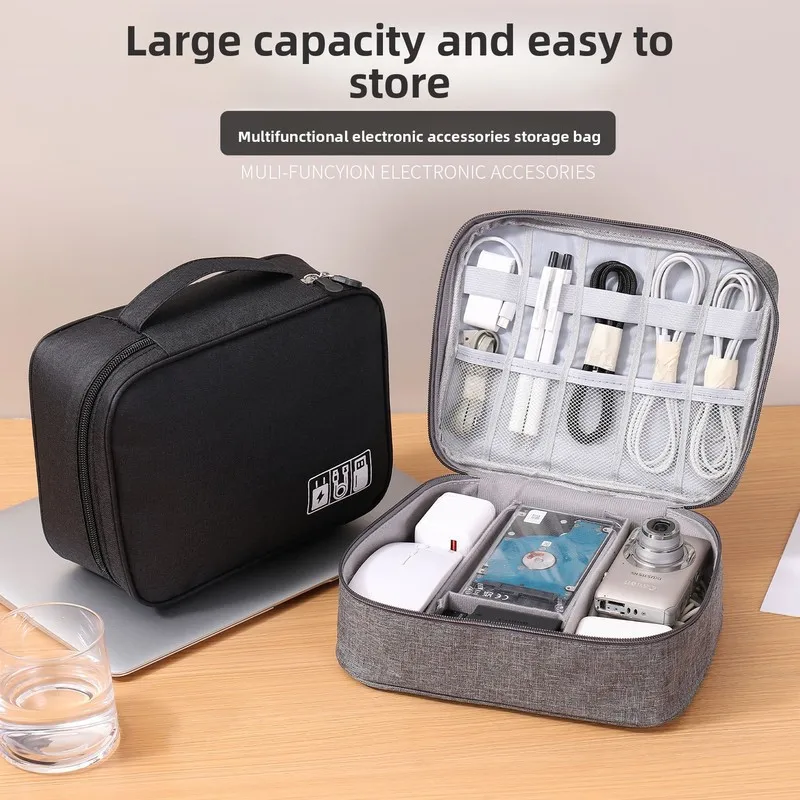 Travel Electronic Storage Bag Multifunctional Layered Organizer for Headphones Cables Chargers Hard Drives and Other Gadgets