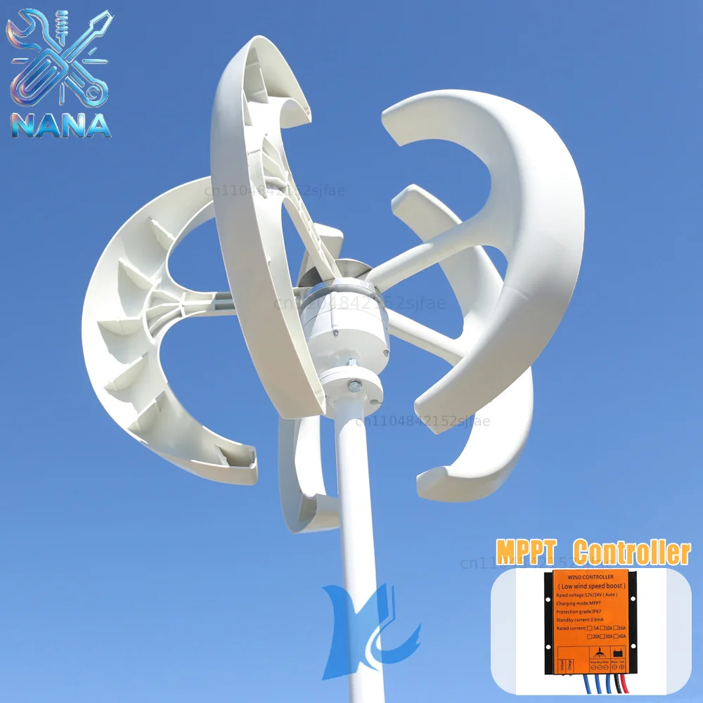 Home 5000W 8000W 10000W Vertical Wind Power Turbine 12V 24V 48V Roof Wind Energy Generator 5 Blade Windmill With MPPT Controller