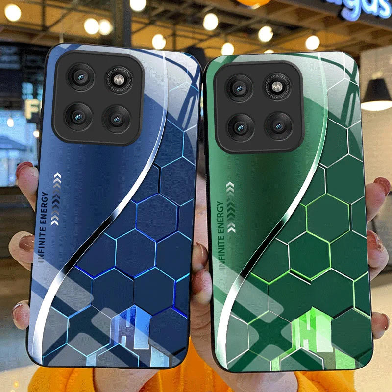 Hard Tempered Glass Case For Motorola Moto G17 G57 Power Protective Cover Gradient Color Pattern Back Shell Fundas