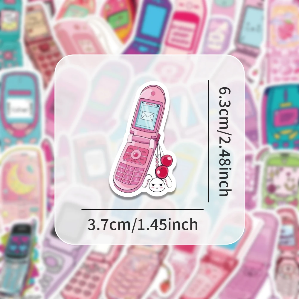 54 pieces of retro mobile phone stickers - irregular and unique-shaped stickers, cute and personalized creative decorative wall