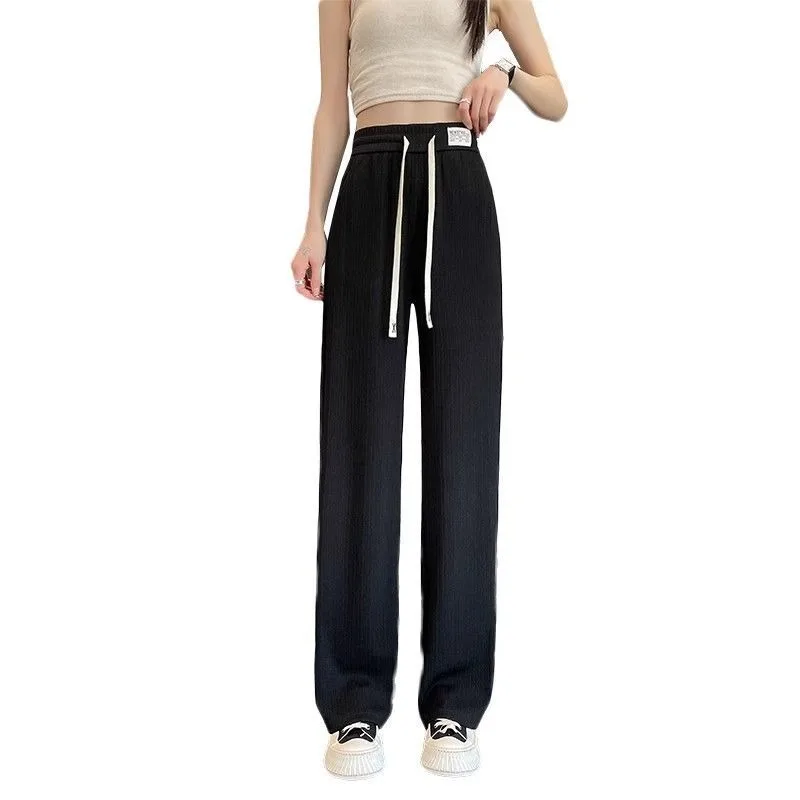 Women Narrow Wide-legged Pants Straight-leg Spring Summer Sweatpants Draped Versatile Long Casual Trailing Comfortable Skinny