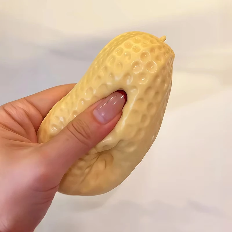 Realistic Peanut Squishy Toy Soft Squeeze Stress Relief Fidget Toy Stretchy Hand Decompression for Office Desk Kids Adults