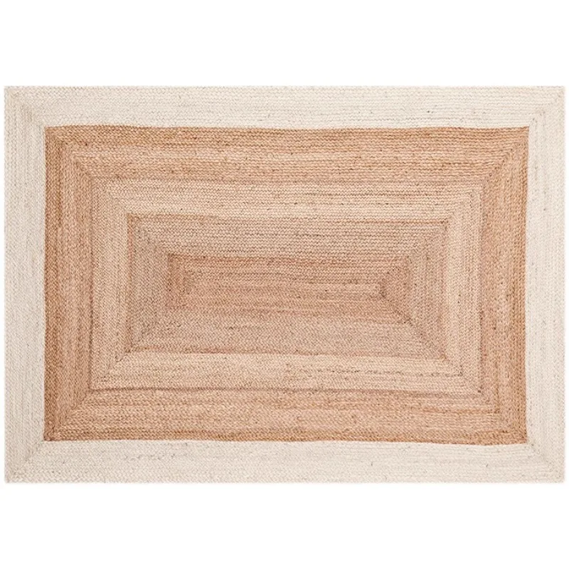 

Handmade natural jute woven carpet wabi wind bedroom living room coffee table study plain color advanced sense glue-free