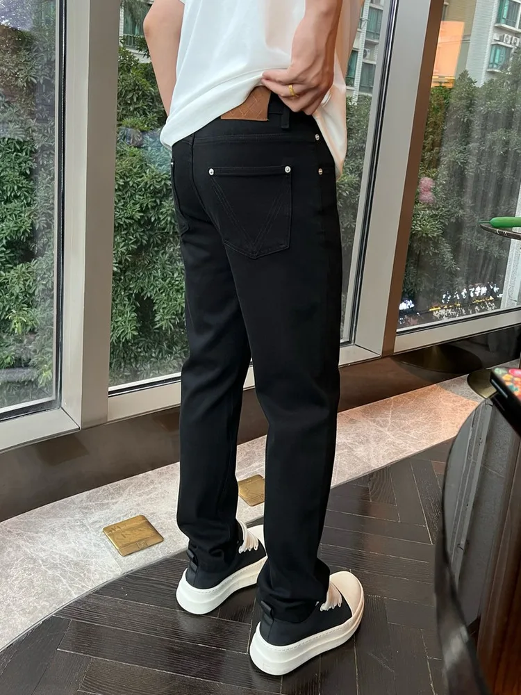 

Premium American Sle Elastic Bla Slim Straight Jeans Men's Faion Urban Lightweight Luxury Long Trousers Autumn 2025