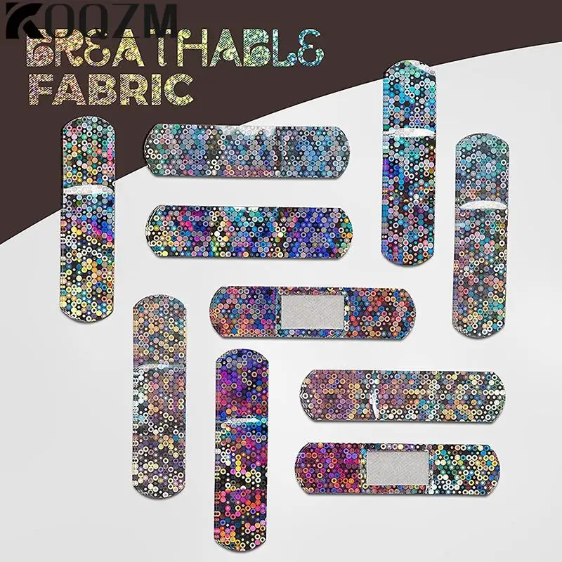 10pcs Waterproof Breathable Cute Band-Aid Hemostatic Plaster Children's First Aid Kit Children's Flash Laser Band-Aid Band-Aid