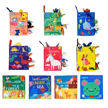 Venda quente 0-36 meses bebê aprendizagem precoce educar brinquedo cauda pano livro pai-filho interativo som papel quebra-cabeça pano livro chocalho