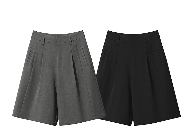 Amii Shorts for Women Simple Solid Versatile Casual Midi Wide Leg Pants 2025 Summer New Bottoms Office Lady Clothes 12553049