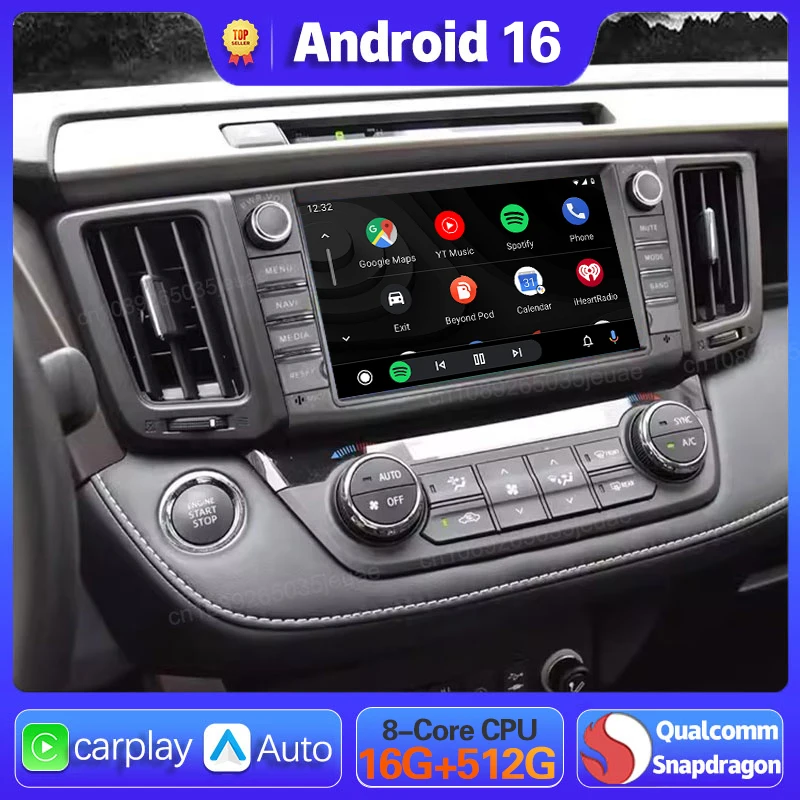 Android 16 Car Radio For Toyota RAV4 Rav 4 2013 2014 2015 - 2019 Carplay Auto GPS Navigation DSP 360 Camera 2 Din Video Stereo