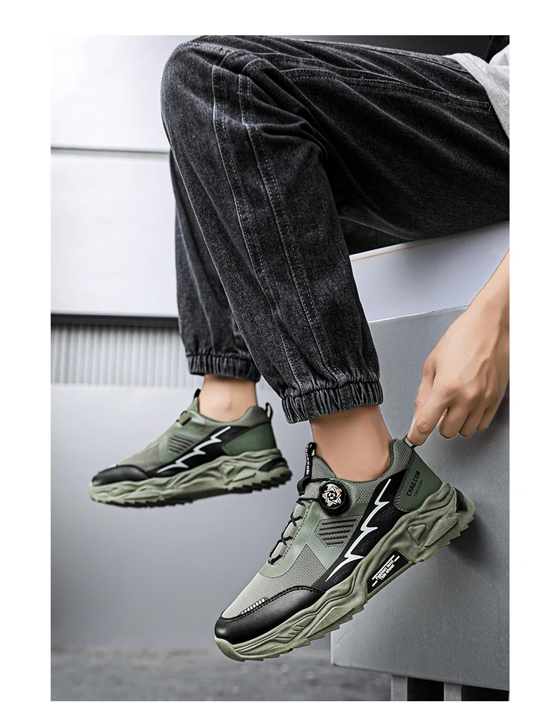 

Outdoor running student sneakers Men's Korean breathable casual sports shoes four season new soft soled Rotating shoelaces