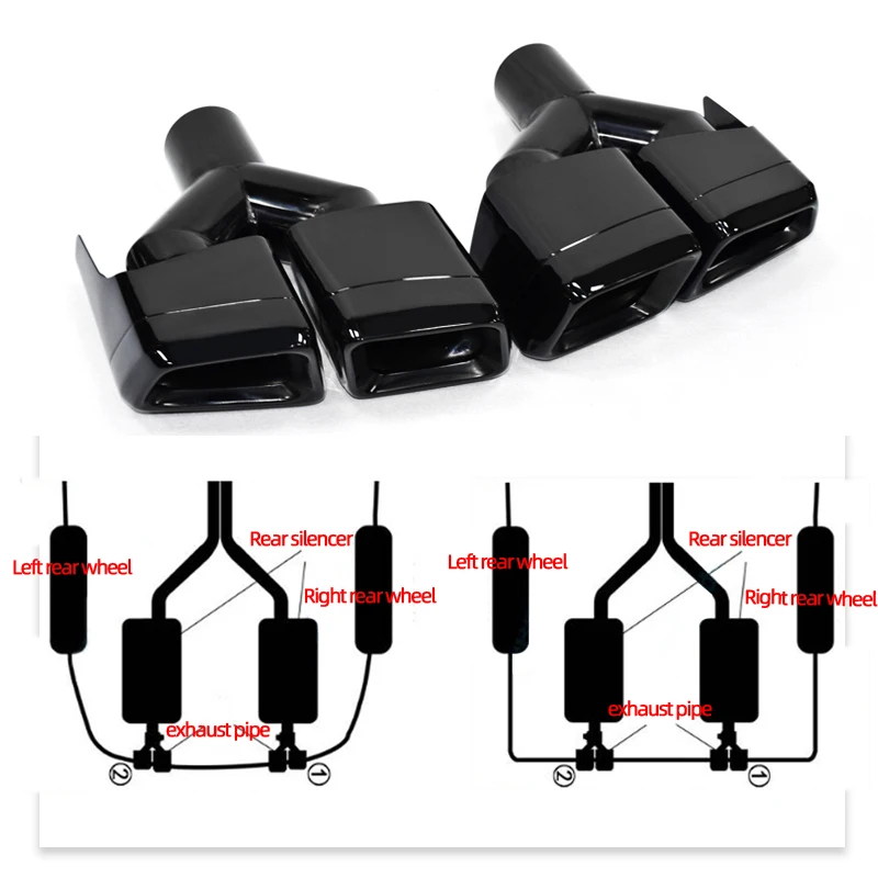 메르세데스 벤츠 W212, E63, W204, 머플러 배기 팁, 배기 시스템 깍지, 304 스테인레스 스틸, 자동차 쿼드 배기 팁, 세트당 2 개