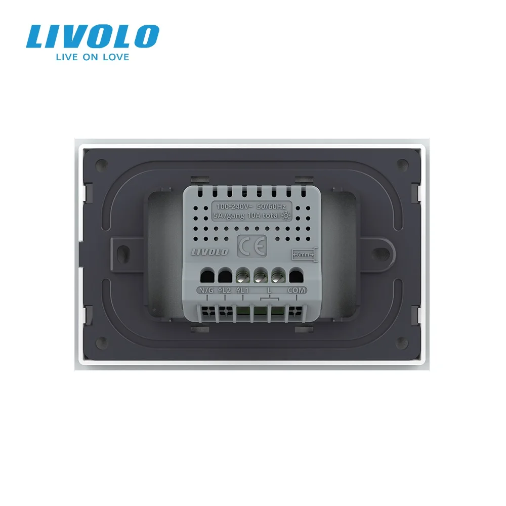 New Livolo US/AU Fashion Electrical Touch Screen Switches 1 Gang 2 Way Wall Light Switch Tempered Crystal Glass Panel,110V-240V