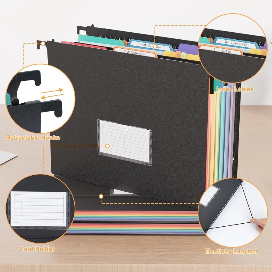 مجلدات الملفات لخزانة الملفات 6 عبوات من مجلدات الملفات المعلقة بحجم الرسالة مع 7 جيوب أكورديون قابلة للتوسيع 1 3 قطع علامة تبويب أكبر C