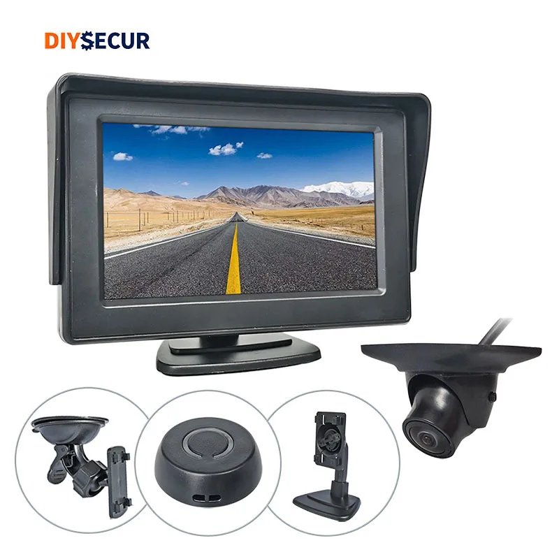DIYSECUR 4.3inch AHD IPS Rear View Backup Car Monitor 190 Degree 1080P Starlight AHD Side Rear View Car Camera for SUV MPV RV