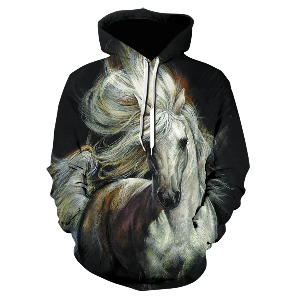 2022 Hot Sell Sweatshirt Men Women 3D Hoodies Print Brown Horse Animal Pattern Pullover Unisex Casual Creative Oversized Hoodies