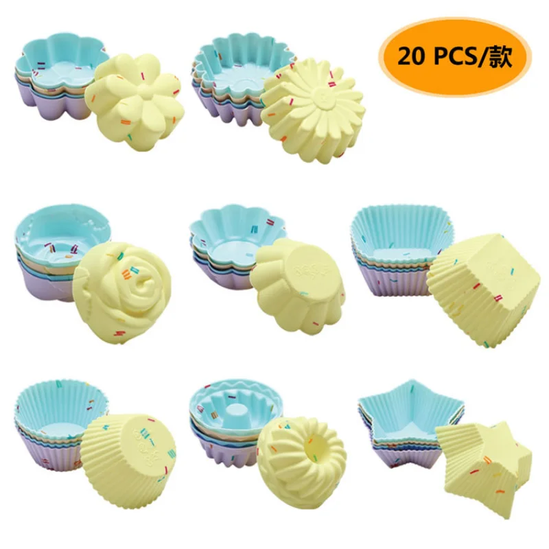 20 Pack Silicone Baking Mold White Jelly Pudding Mafen Cup Small Cake Cup Mold