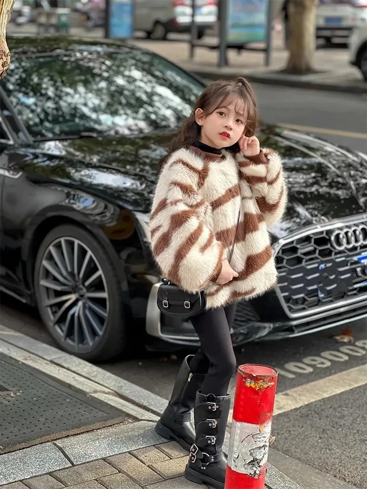 2-12 Years Toddler Kids Velvet Sweaters for Girls Striped Pullover Hoodies Children Fall Outwear Tops Children Casual Sweater 6