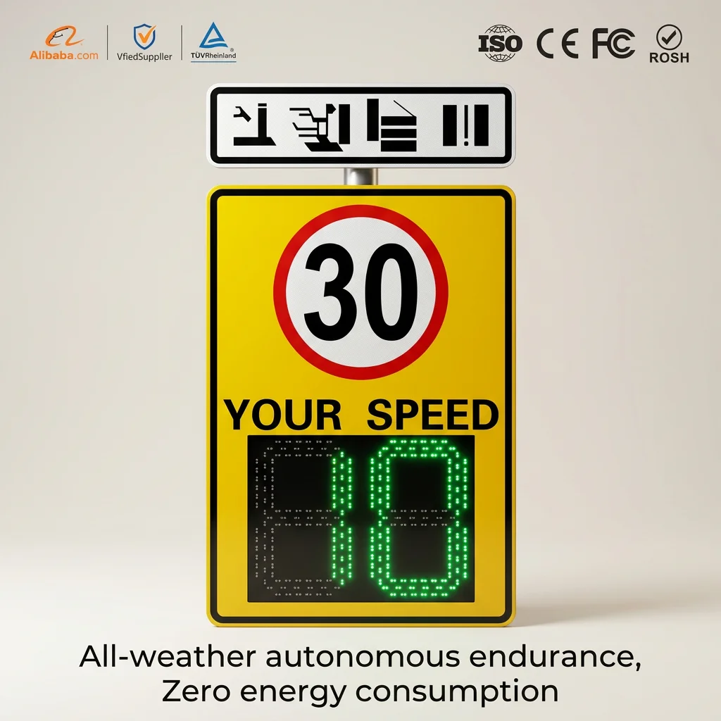 Durable Weatherproof PVC Solar LED Arrow Traffic Sign with Real Time Alert for Roadway Safety and Residential Street Control