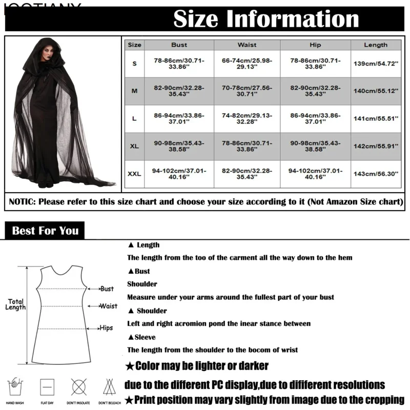 Horror Cosplay Witch Women Scary Zombie Vampire Halloween Carnival Costume Spooky Ghost Medieval Hooded Cape Day of The Dead