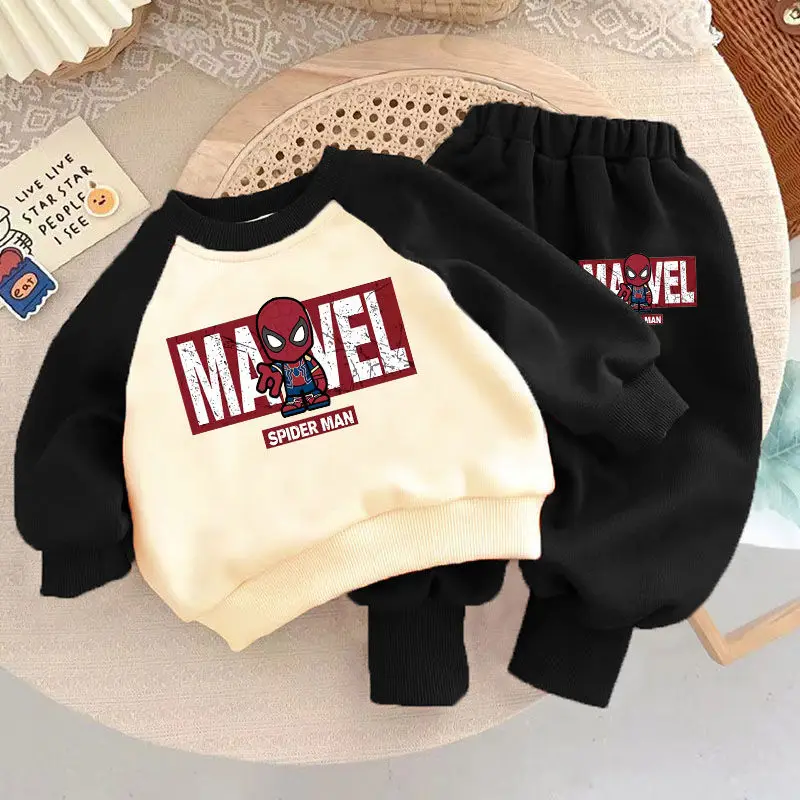 Autumn Winter Disney Spiderman Print Sweatshirt Sets for Children Pullover+Swetpant 2pcs Kids Tracksuit Boys Sport Clothes Set