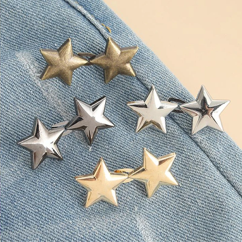 1 Paar abnehmbare Metallstern-Taillenknöpfe für Röcke und Hosen, verstellbare, nähfreie Schnallen für Jeans, zur Taillenverengung, Brosche. – Detail 5